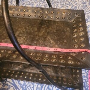 2 Tiered Metal Tray with Stud Accent, Dining Room Table, Centerpiece, Foldable